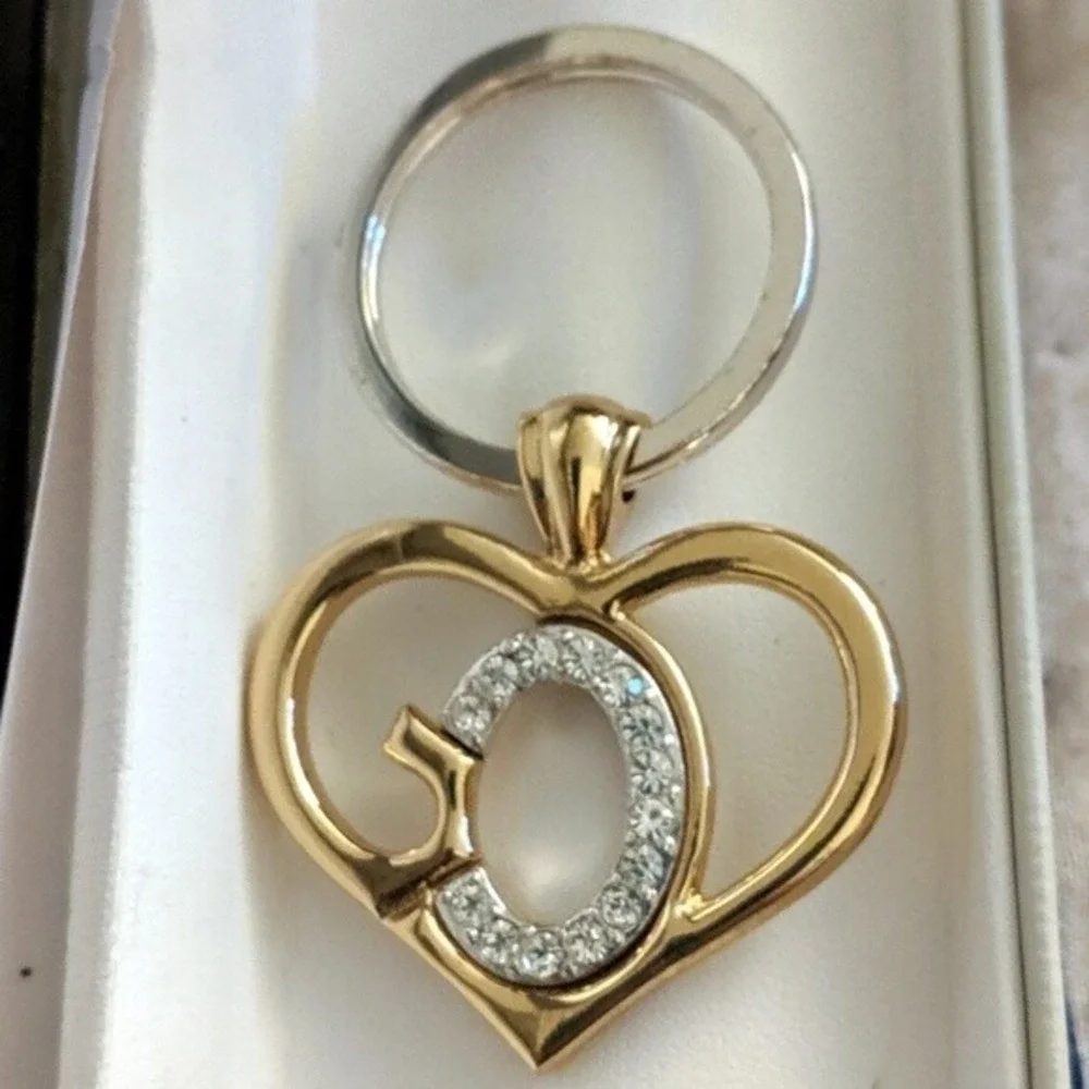 NEW God's Heart keychain GDH-KC Key Chain Love Gold Silver Cubic Zirconia Bling!